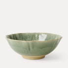 Ceramic serving bowl with scalloped edge in antique glaze, 26 cm white stoneware made in Portugal
