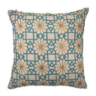Suzani Linen Cushion Teal Silk Sitara, detail of the design at Inside Living Singapore.