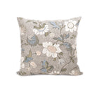 Flower linen cushion in khaki, 55 percent linen with a floral design, 50 x 50 cm with a concealed back zip