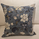 Floral linen and cotton cushion cover in denim blue, 50 x 50 cm, zip close, inner sold separately