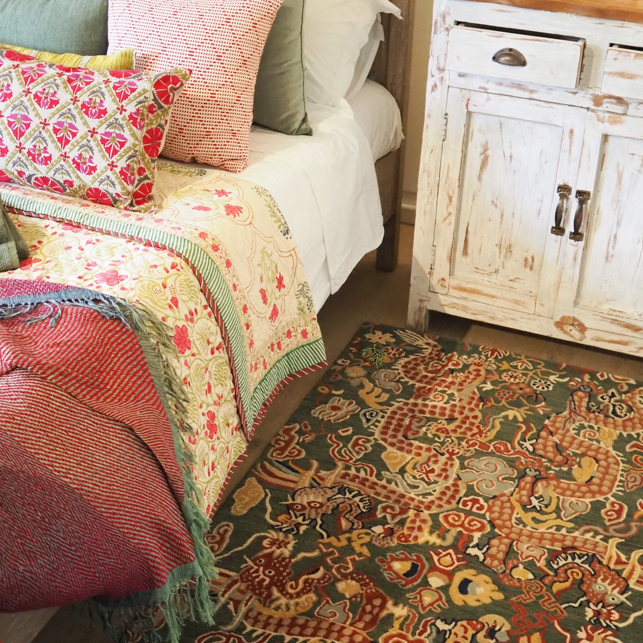 Hand Knotted Dragon Rug, part of the Rugs collection at Inside Living Singapore, alternative angle.