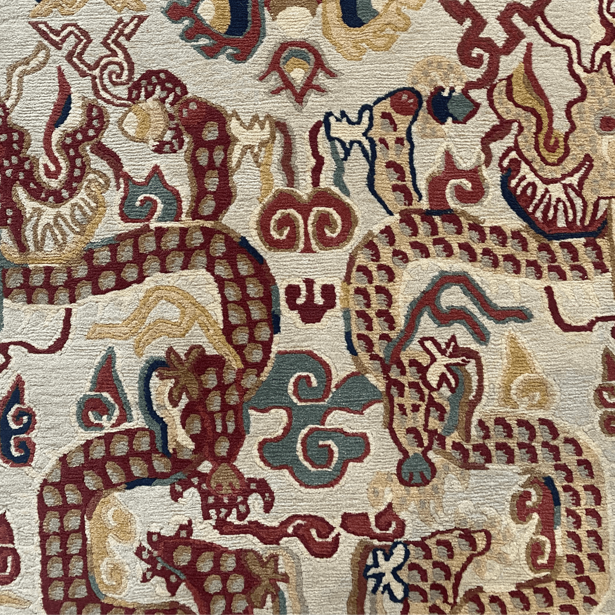 Hand Knotted Dragon Rug, part of the Rugs collection at Inside Living Singapore, close-up of the texture.