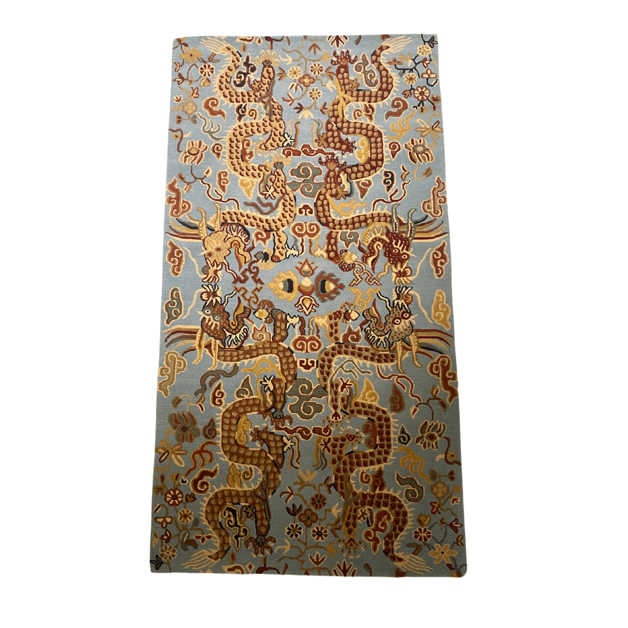 Hand Knotted Dragon Rug, part of the Rugs collection at Inside Living Singapore, side view.