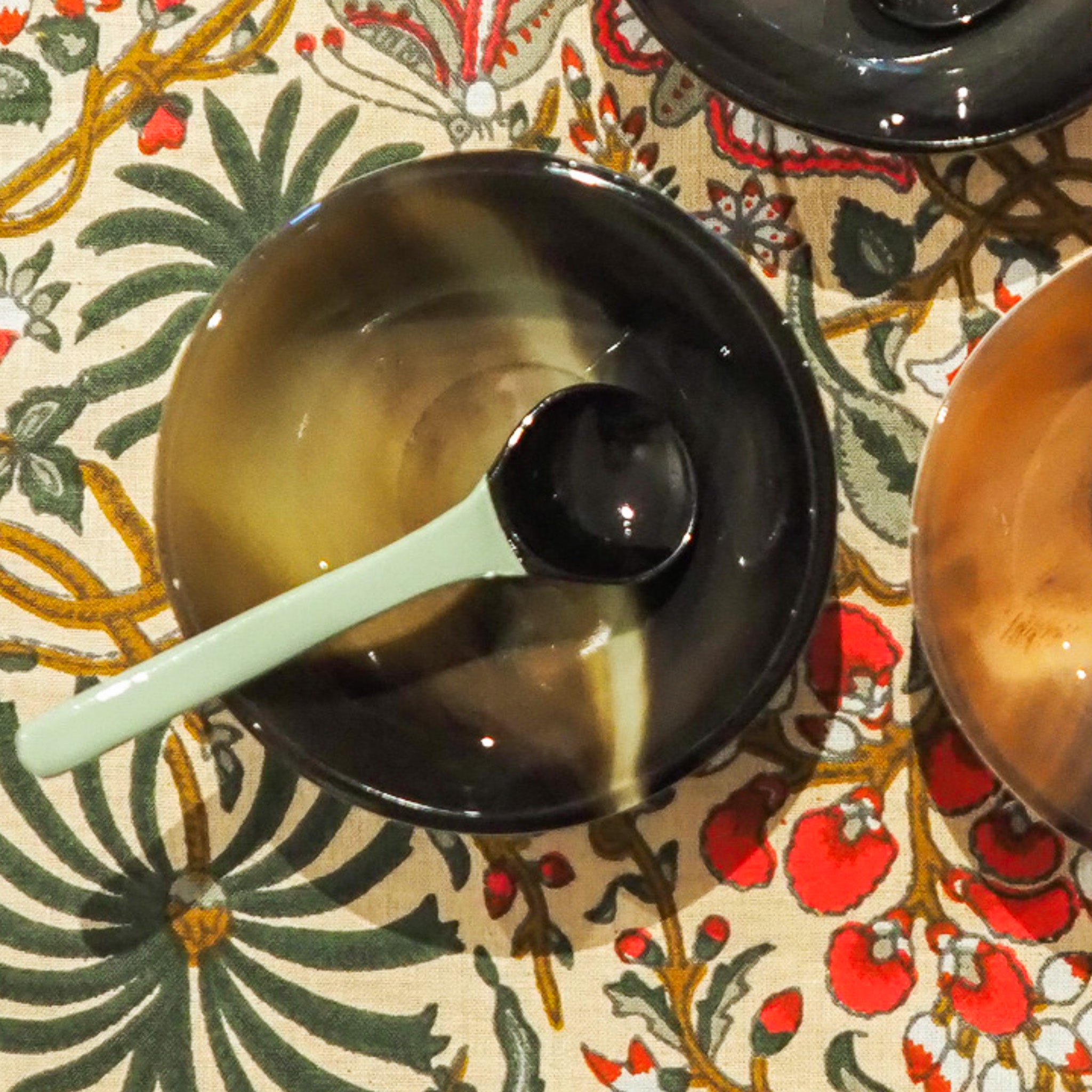 Horn Lacquer Sauce Bowl with Spoon Set, detail view - buy homeware, tableware and interior accessories at Inside Living