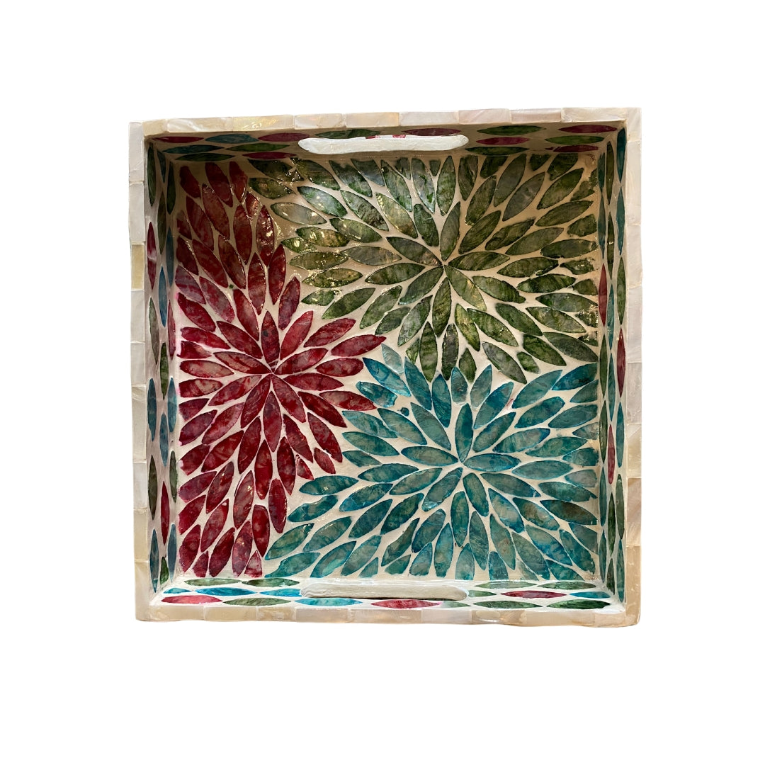 Mother of Pearl Tray from Inside Living Singapore. Shown close-up detail.