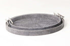 Faux Shagreen Oval Serving Tray Charcoal, side view - buy homeware, tableware and interior accessories at Inside Living