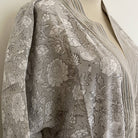 Cotton block-print robe in taupe floral design