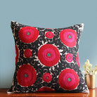 Suzani Linen Cushion Balqash, detail view, from the Inside Living Singapore homeware collection.