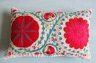 Suzani Linen Cushion Fergana, part of the Chair & Sofa Cushions collection at Inside Living Singapore, side view.