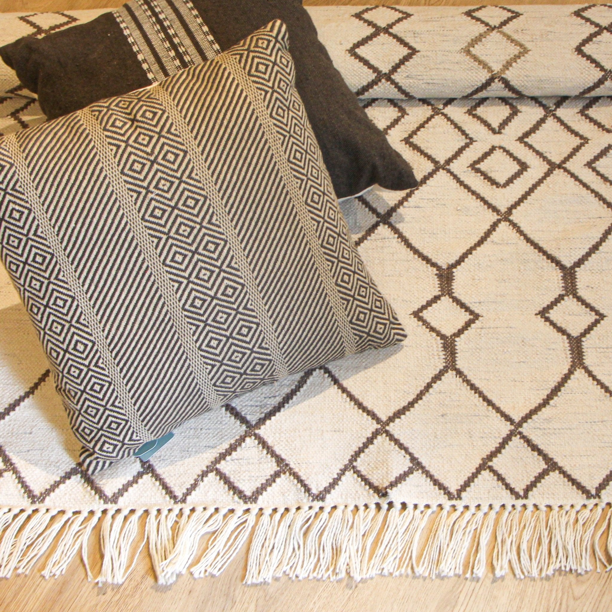 Tangier Medina rug styled in a room, Moroccan-inspired floor rug adding warmth underfoot and decorative texture.