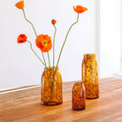 Hand-blown amber speckle glass Otto vase with a matte finish, each piece uniquely made in India