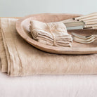 Plain hemstitch linen napkins in natural, set of two, 45 x 45 cm, from Inside Living Singapore Front view.