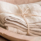 Set of two hemstitch linen napkins in natural, 45 x 45 cm, machine washable, for casual or formal dining