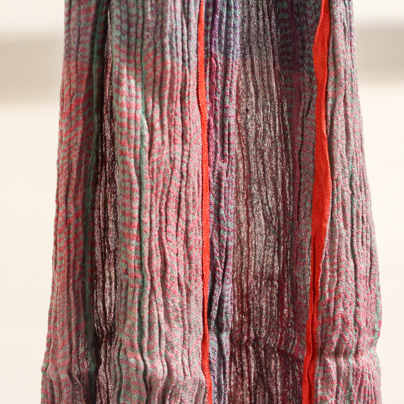 Handwoven Silk Scarf Stripes Multi, detail view, from the Inside Living Singapore homeware collection.