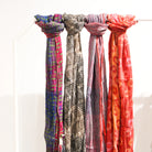 Handwoven Silk Scarf Stripes Multi, styled in a room setting, from the Inside Living Singapore homeware collection.