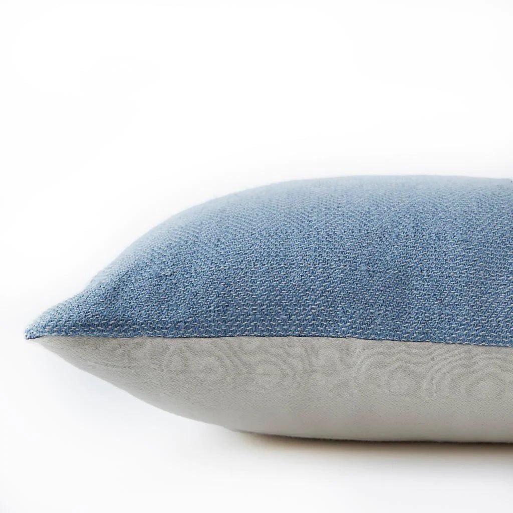 Capri diamond cushion detail, geometric patterned cushion in Capri blue adding colour to a sofa or chair.