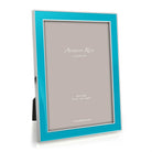 Blue enamel and silver-plate photo frame with grey velvet back, holds 4 x 6 or 5 x 7 inch photos