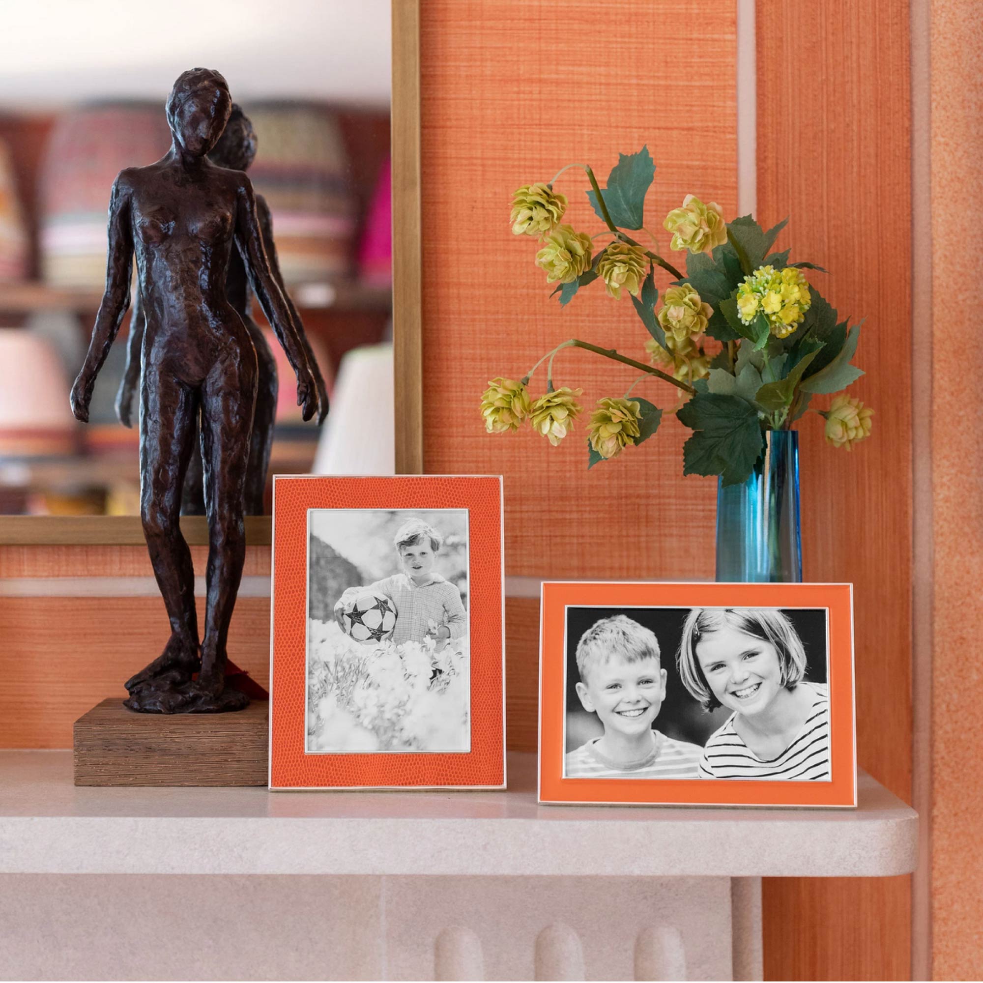 Enamel Frame Orange, photo frames from Inside Living Singapore. Close-up of the finish.