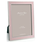 Light pink enamel and silver-plate photo frame with grey velvet back, holds 4 x 6 or 5 x 7 inch photos