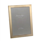Matte gold-effect metal photo frame with square corners and black velvet back, portrait or landscape