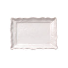 Small rectangular ceramic plate in white, 19.5 x 13.5 cm, made in Portugal for appetisers or dips