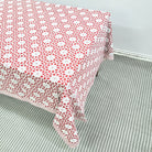 Block Print Tablecloth Red Star, tablecloths from Inside Living Singapore. Close-up of the finish.