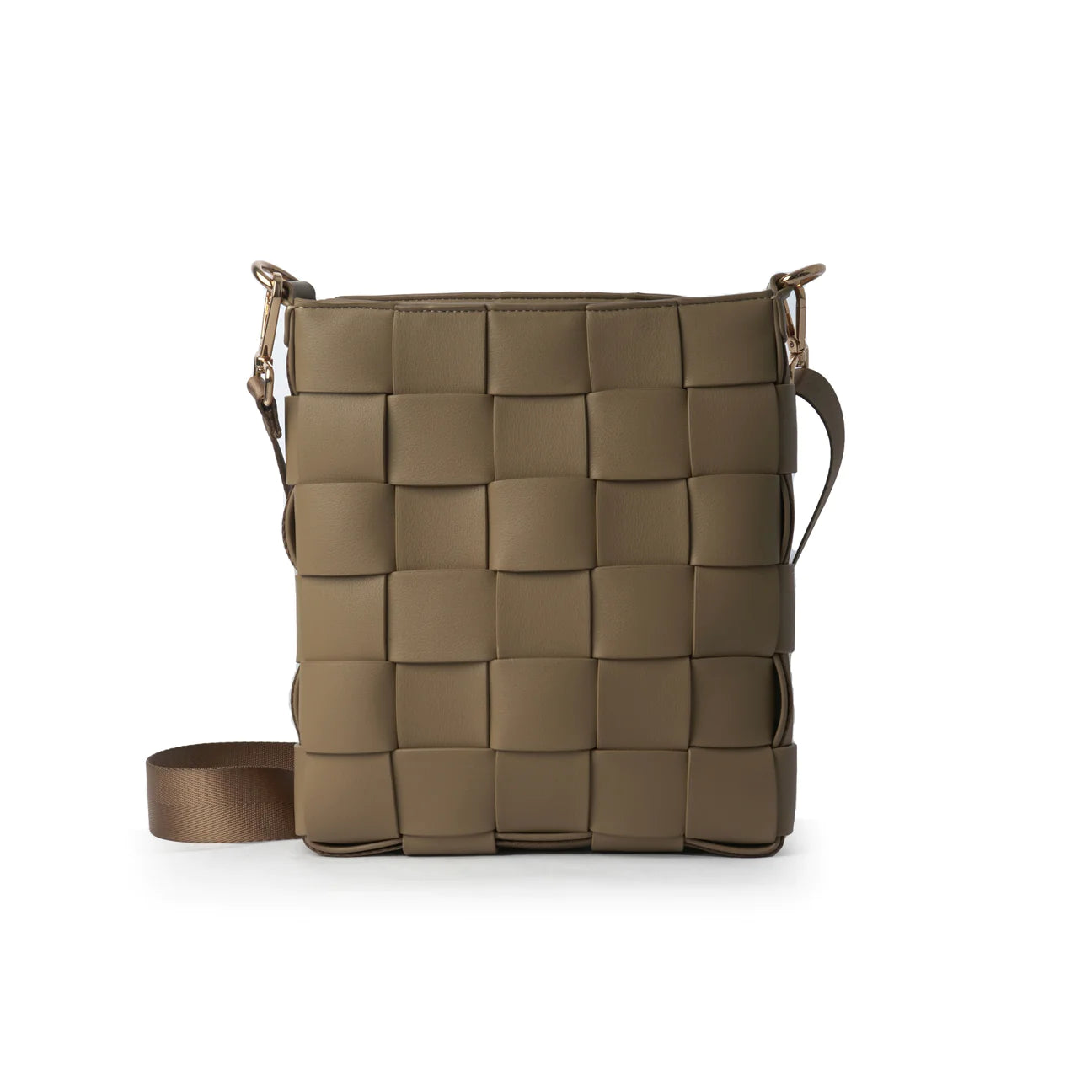 Braided strap bag in taupe, a handcrafted everyday shoulder bag, from Inside Living Singapore Front view.