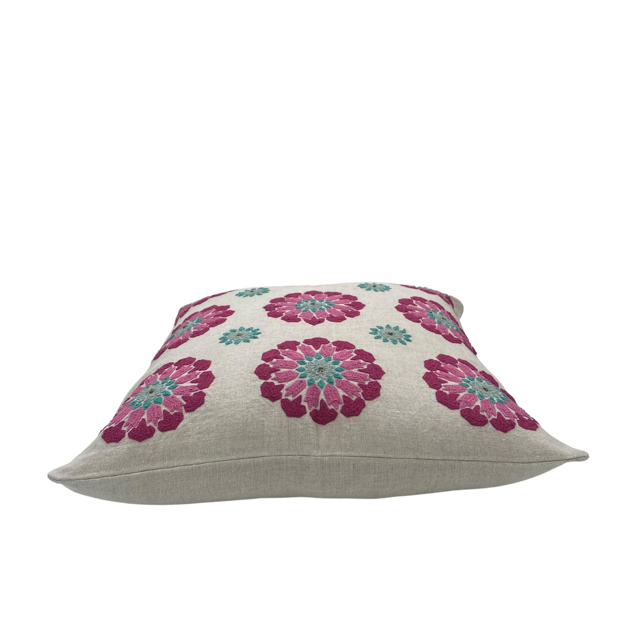 Suzani Linen Cushion Butah Motif from Inside Living Singapore. Detail view.