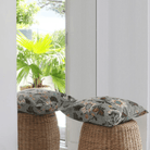 Linen and cotton cushion cover in grey with floral print, 50 x 50 cm, inner sold separately