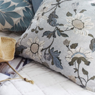Flower Linen White Cushion, cushions from Inside Living Singapore. Alternative angle shown.