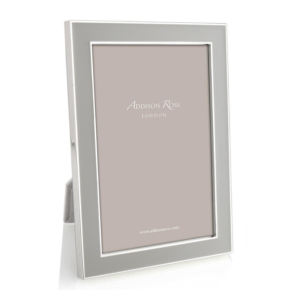 Chiffon grey enamel and silver photo frame for 4 x 6, 5 x 7 or 8 x 10 inch photos, grey velvet backing