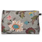 Cosmetic Bag Flower Linen Grey, Bath Accessories from Inside Living Singapore. Detail close-up view.