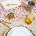 Suzani Linen Runner Pink Silk Sitara, styled in a room setting, from the Inside Living Singapore homeware collection.