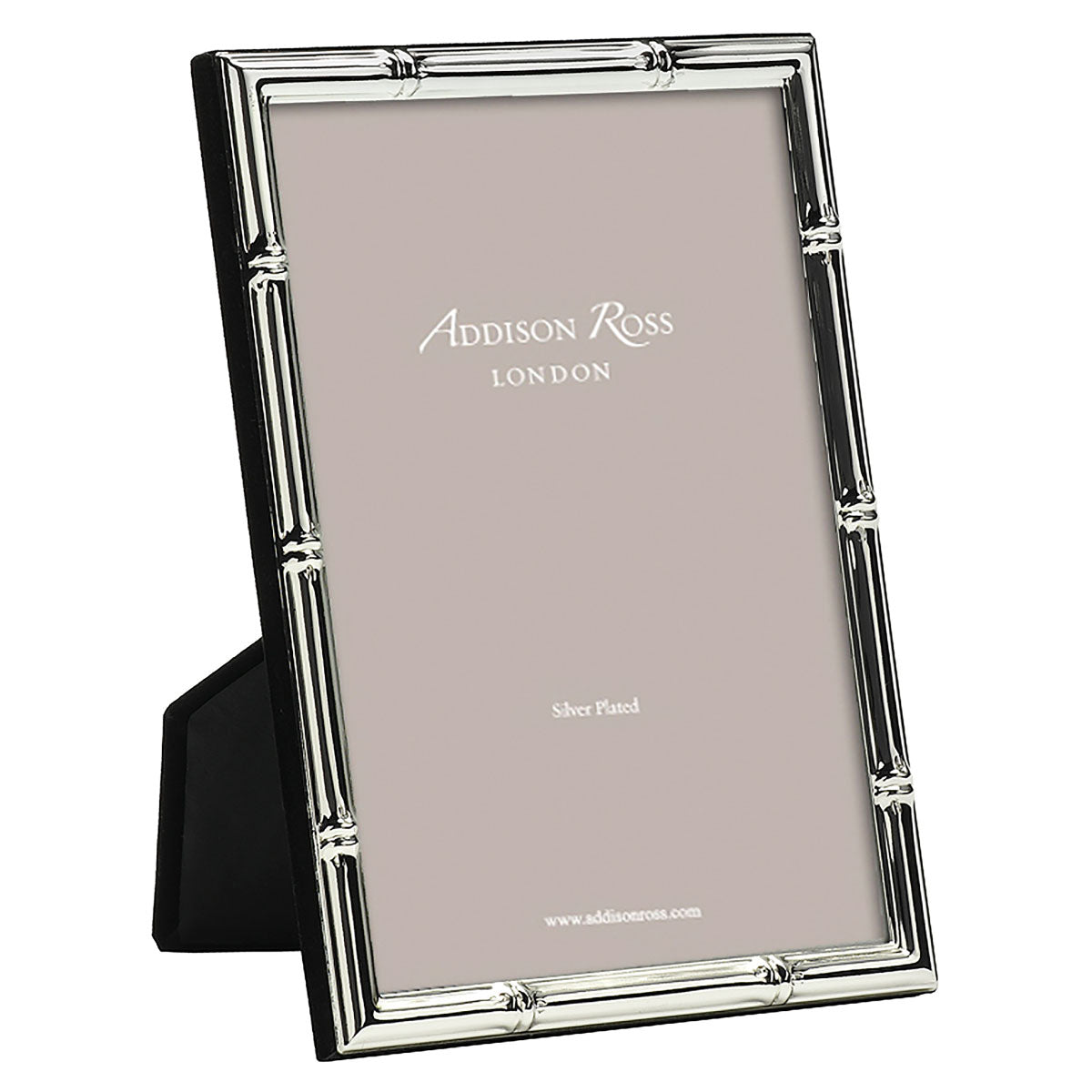 Slender silver bamboo-style photo frame with black velvet back, three sizes from 4 x 6 to 8 x 10 inch