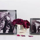 Grey carbon fibre photo frame with silver detail and velvet back, holds 4 x 6 or 5 x 7 inch photos