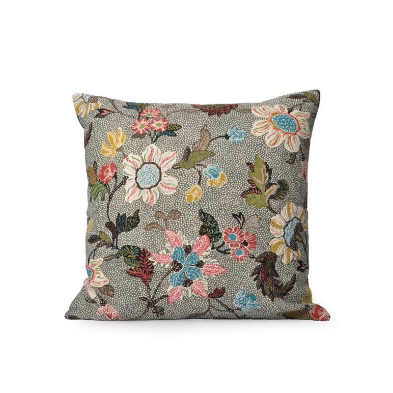 Flower Linen Grey Cushion, Chair & Sofa Cushions from Inside Living Singapore. Detail close-up view.