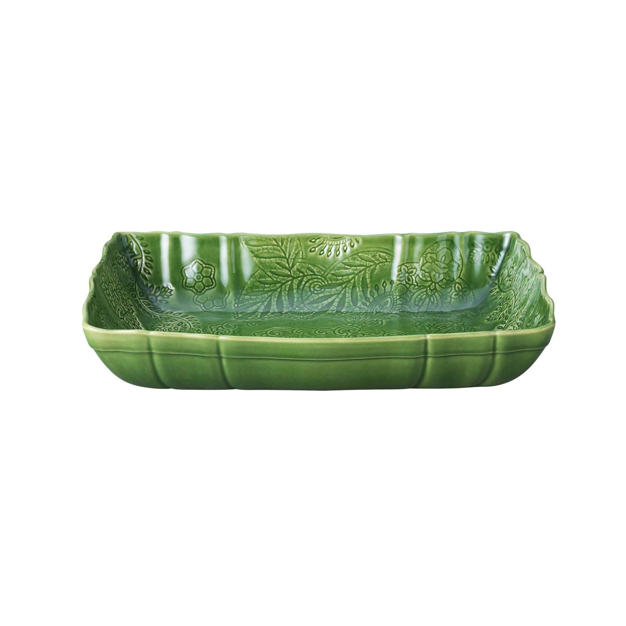 Large ceramic gratin dish in primavera glaze, 35.5 x 23.5 x 6.5 cm, an oven-to-table dish