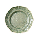 Large round ceramic dish in antique glaze, handcrafted serving platter, from Inside Living Singapore Front view.