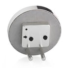 Round Light Blue & Silver Silent Alarm Clock from Inside Living Singapore. Detail view.