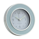 Round Light Blue & Silver Silent Alarm Clock from Inside Living Singapore. Shown front view.