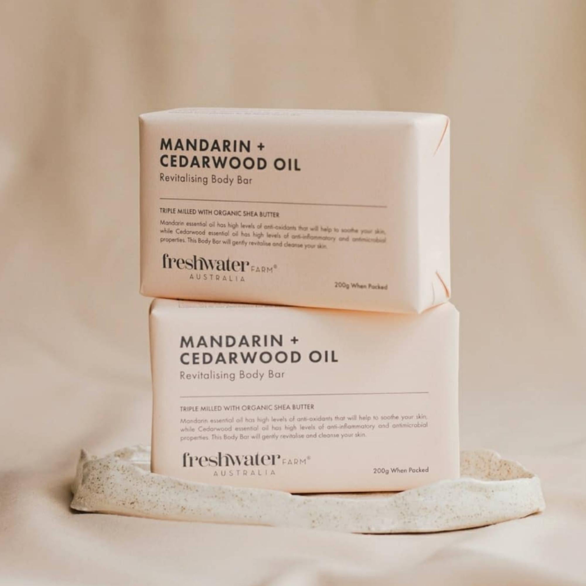 Mandarin and cedarwood body bar, 200g French triple-milled soap with olive oil and shea butter