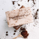 Organic coffee exfoliating body bar, 200g French triple-milled soap with olive oil and shea butter