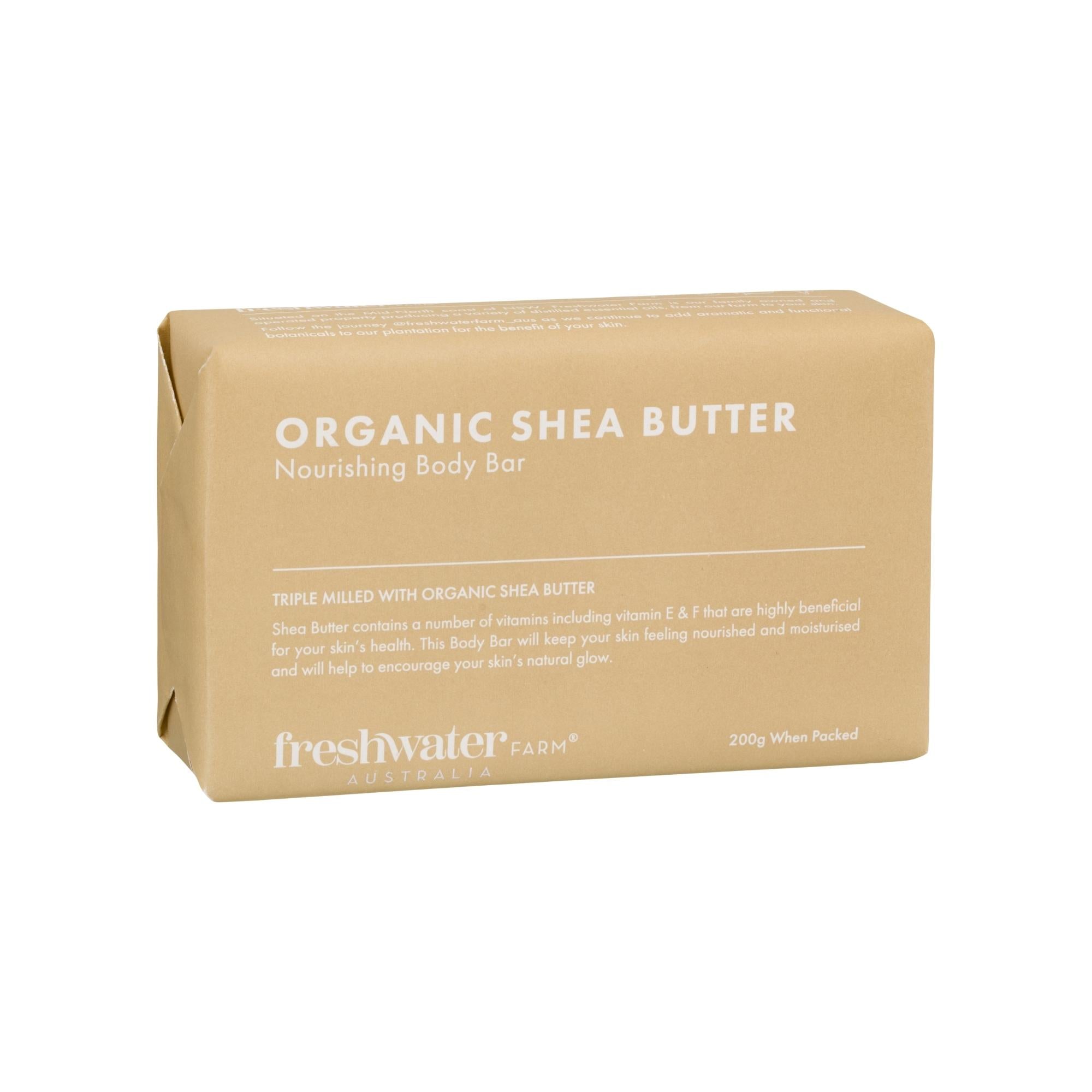 Organic Shea Butter Bar 200g from Inside Living Singapore. Shown front view.