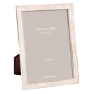 Mother of pearl and silver-plate photo frame with grey velvet back, holds 4 x 6 inch photos