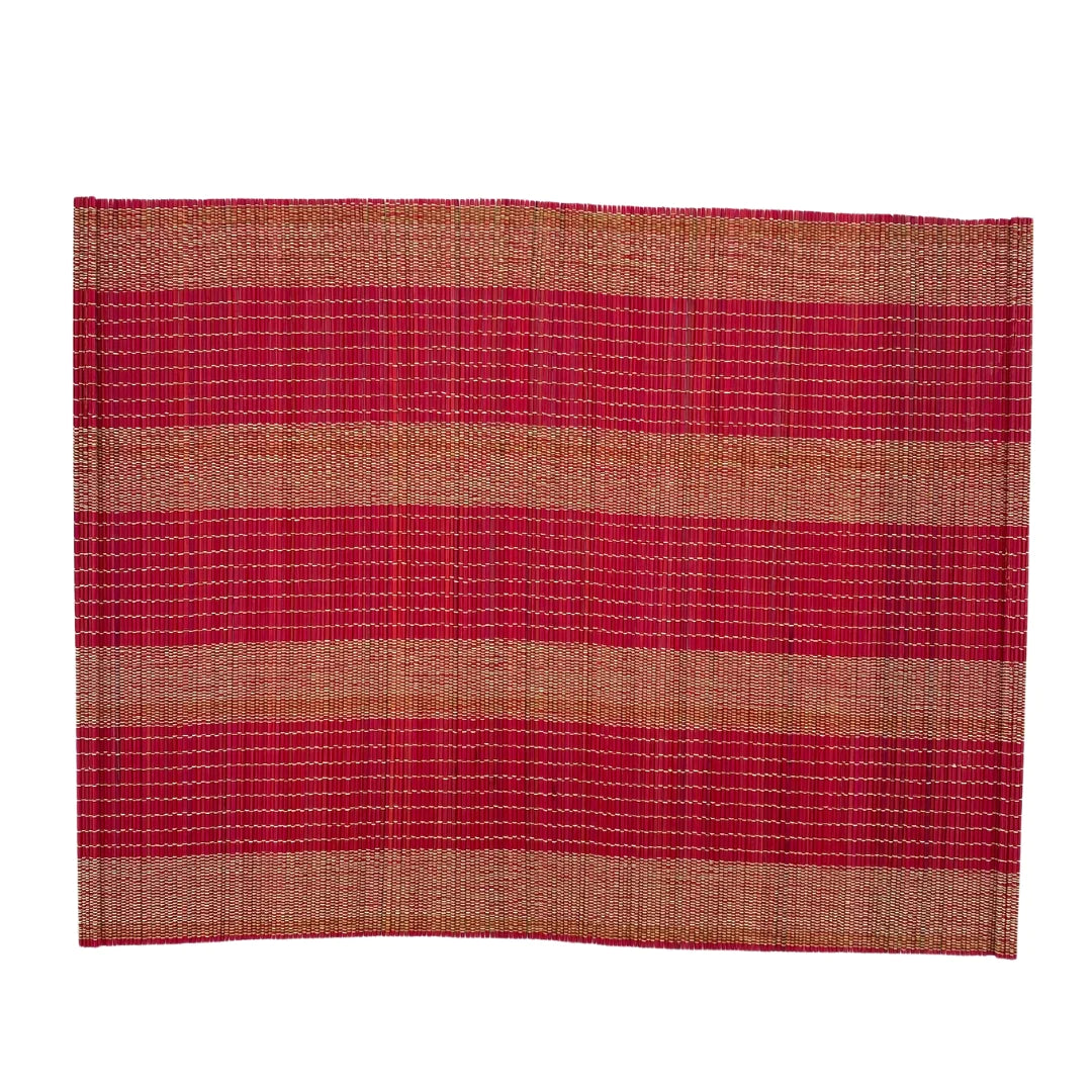 Red bamboo placemat, 38 x 30 cm, durable woven table setting, from Inside Living Singapore Side view.