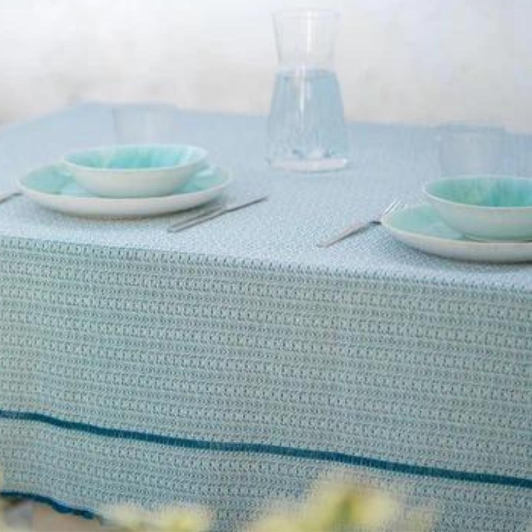 Recycled Cotton Tablecloth, styled in a room setting, from the Inside Living Singapore homeware collection.