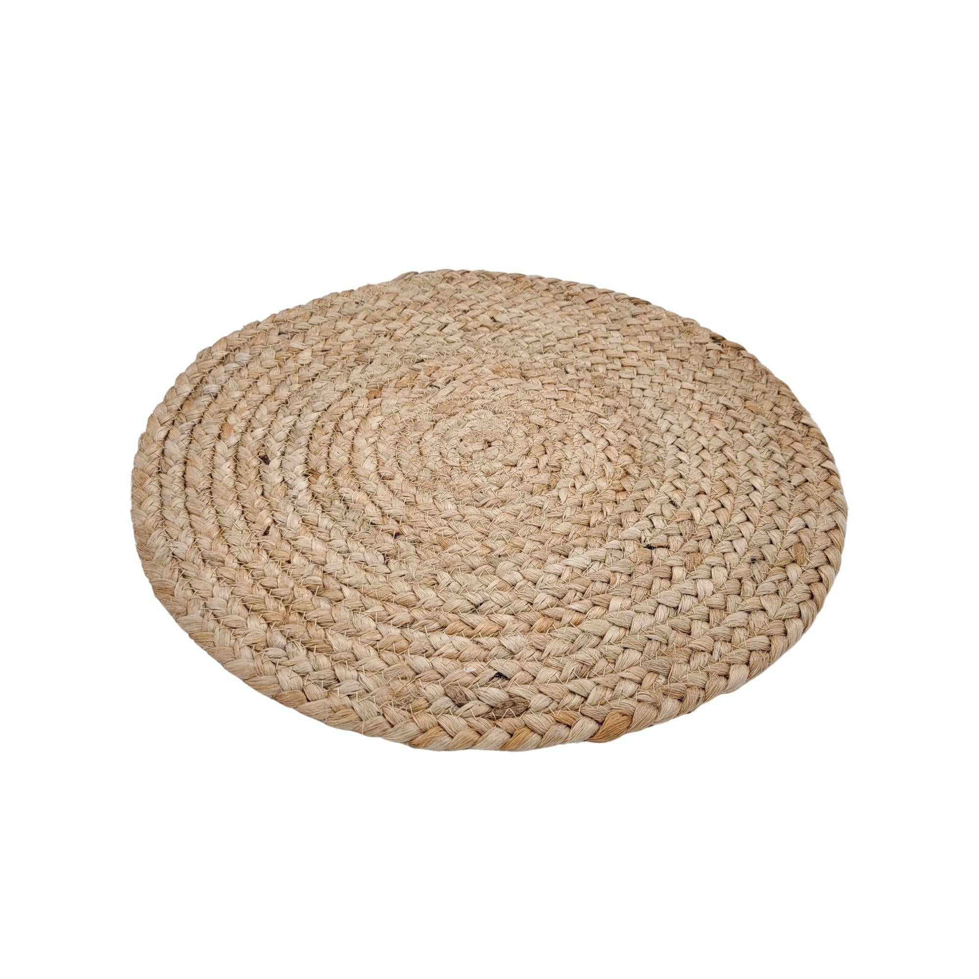 Round Natural Jute Placemat from Inside Living Singapore. Shown front view.