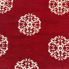 Flat-woven cotton dhurrie rug with red and white mandala pattern, 180 x 270 cm for warmth and colour