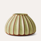 Sthal Salon round vase in avocado, ribbed high-fired terracotta, 16 cm diameter and 11 cm high, side view