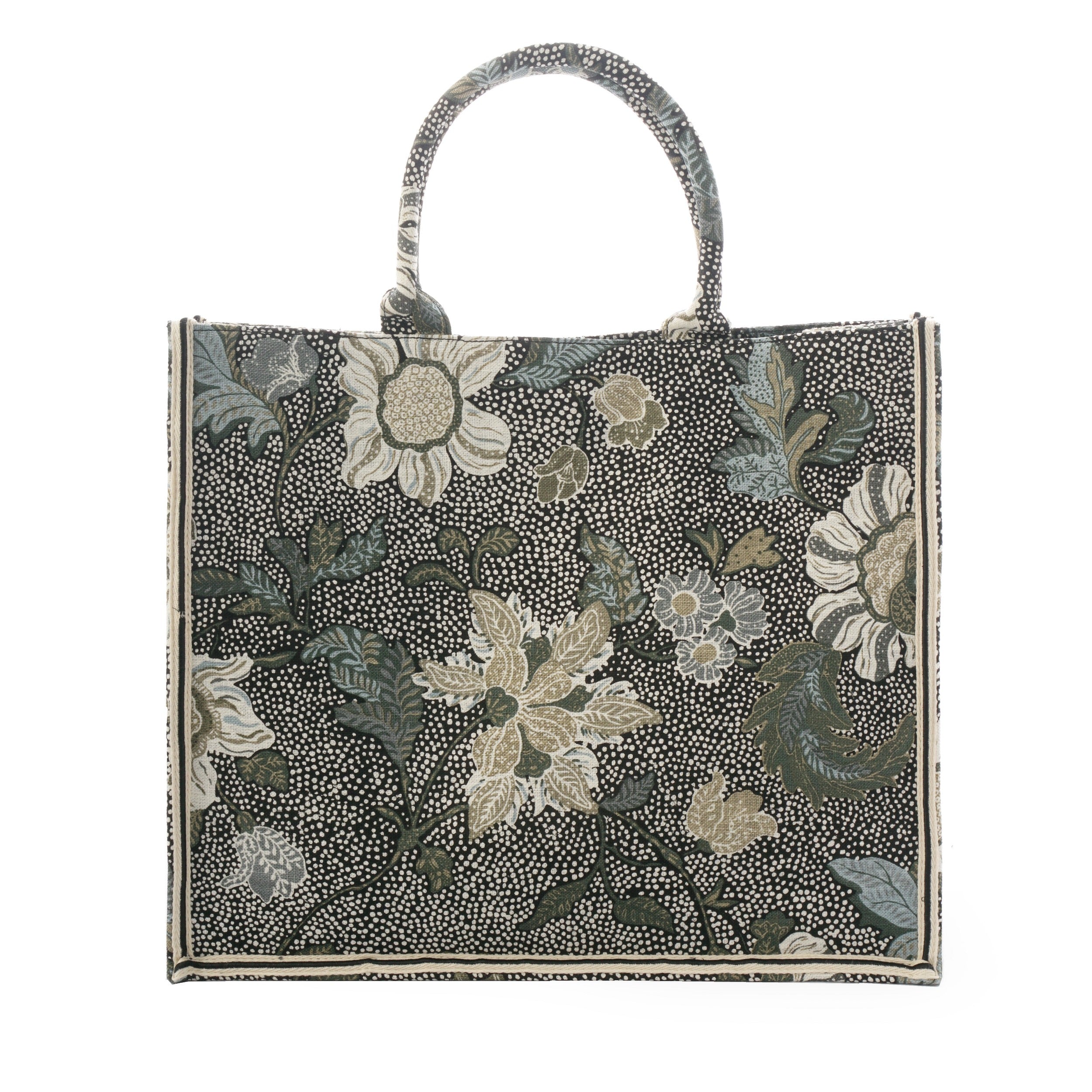 Shopper Flower Linen Black, bag from Inside Living Singapore. Styled in a home setting.
